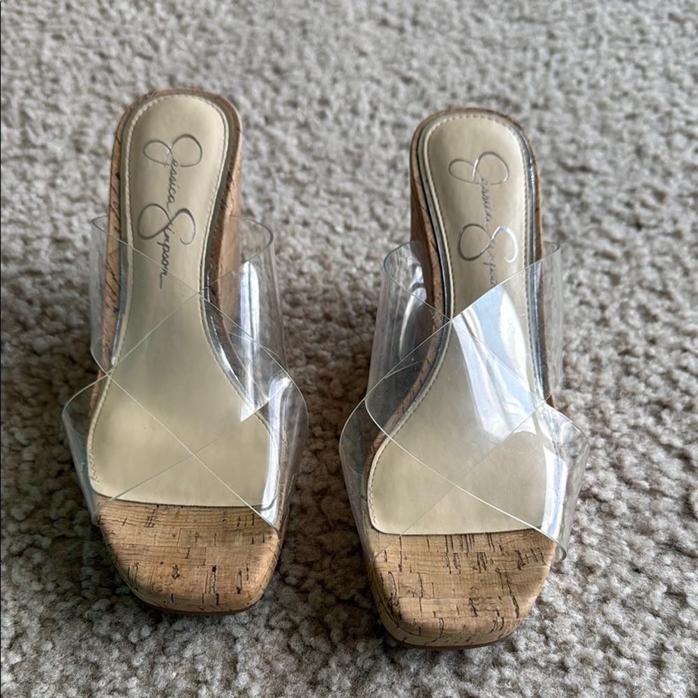 Jessica Simpson Cream and Tan Mules with Slip-On Design